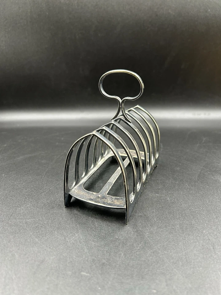 Antique James Dixon & Sons 6 Slot Toaster Rack Silver Plate Gothic Arch England - Image 3 of 4