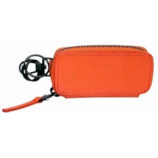 Paul Smith Mini Keychain Coin Case Accessory Case Orange Leather Embossed Logo