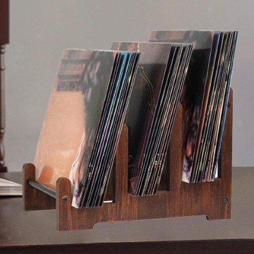 Vinyl Records Storage Holder Stand 3 Layers Simple Wood Table Multipurpose Rack - Picture 3 of 6