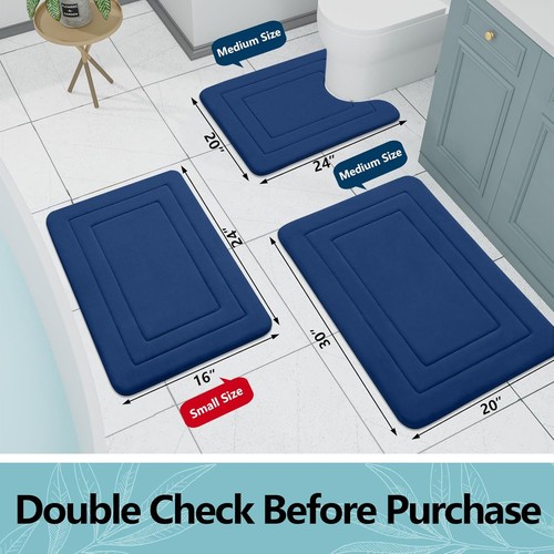 Alfombras de inodoro de espuma viscoelástica en forma de U 24x20 baño contorneado absorbente súper suave - Imagen 2 de 3