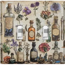 Metal Light Switch Outlet Cover Wall Plate Fairytale Potions Flowers RAC123