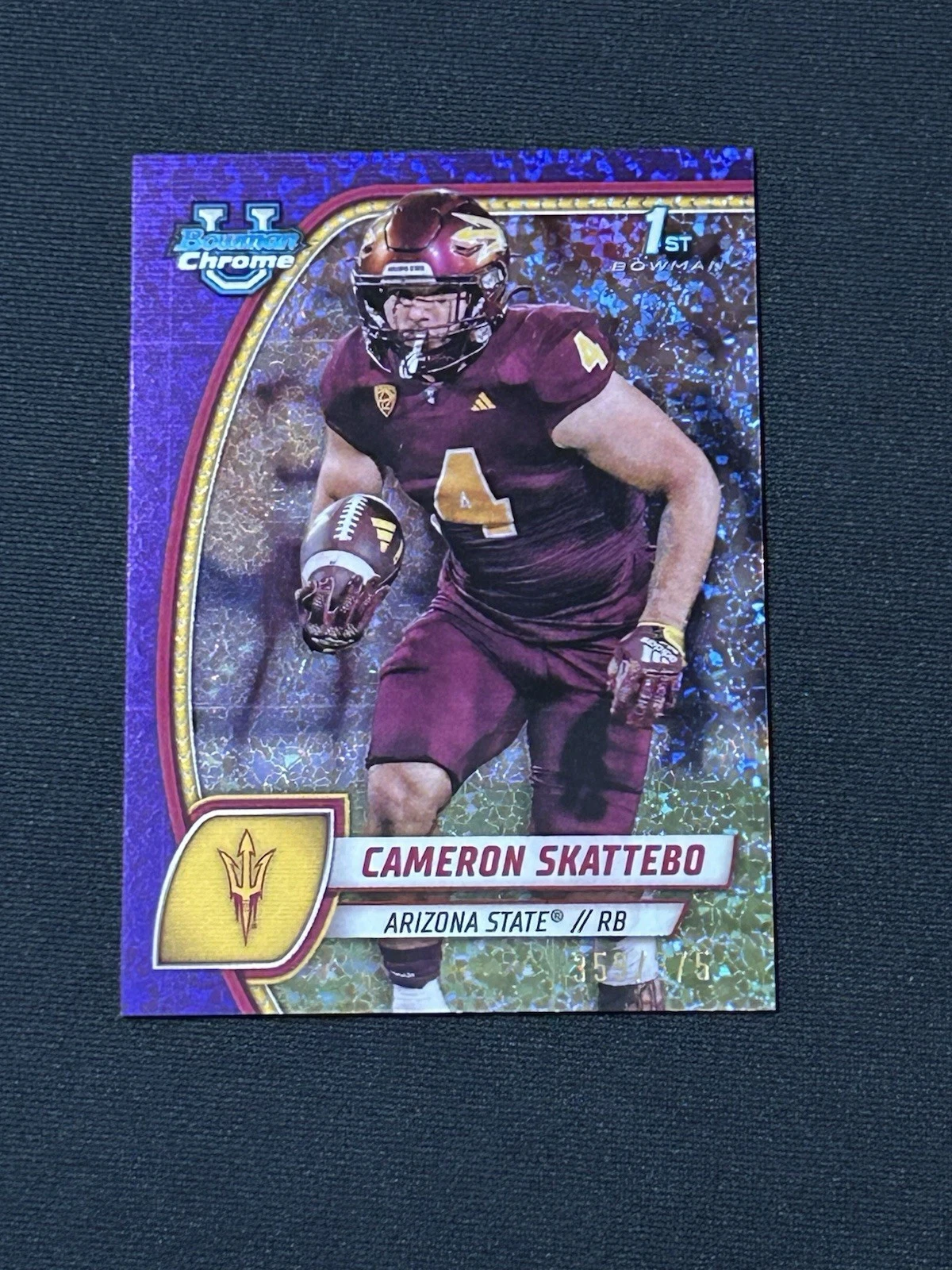 2024 Cameron Skattebo Bowman Chrome U 1st Purple Diamond Refractor 359/375 RC