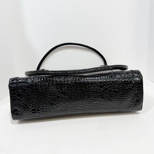 Croc Embossed Tote Bag Women’s Large Black Faux Patent Leather Shoulder Bag - Picture 4 of 23