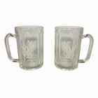 Vintage Federal Eagle Glass Beer Steins Mugs - Set of 2 - Frosted Etched Design