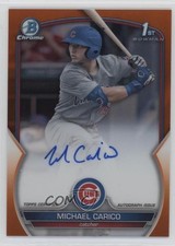 2023 Bowman Draft Chrome Prospect Orange Refractor /25 Michael Carico Auto