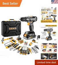 Cordless Drill Tool Kit Set 20V Power Drill Box with Battery Home DIY Tools