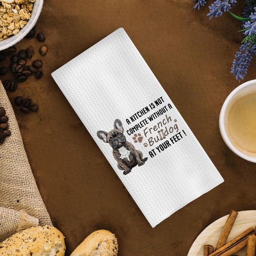 French Bulldog Kitchen Towels - Funny French Bulldog Decorative Waffle Weave ... - Picture 5 of 5