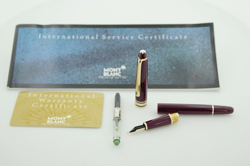 Penna stilografica Mont Blanc Meisterstuck 144 Bordeaux 14k pennino medio - Foto 5 di 11