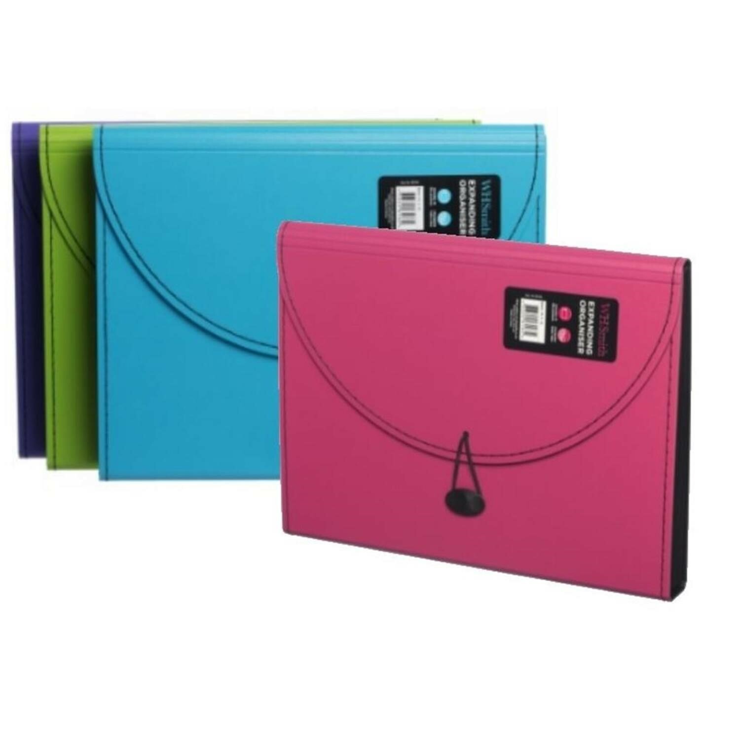 WHSmith Assorted Colours A4 Polypro Expanding File Organiser Stitched