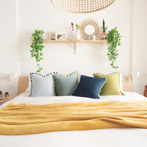 NEW Anthropologie (Set 4) Boho Velvet Throw Pillow Covers Cases Shams 18" x 18" - Picture 5 of 16