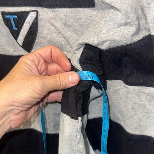 The Regal Rugby Polo Shirt Size L Black Gray Striped - Picture 4 of 6