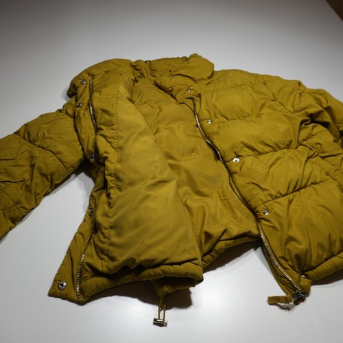 Loft Puffer Jacket Womens Medium Yellow Zip & Snap Closure Adjustable Waist - Picture 8 of 13