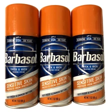 Barbasol Sensitive Skin Thick and Rich Shaving Cream 7 oz Lot of 3 Discontinued