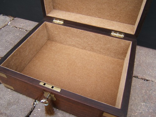 ANTIQUE JEWELLERY BOX - 19c ROSEWOOD DOCUMENT JEWELLER BOX - WONDERFUL INTERIOR - Picture 7 of 12