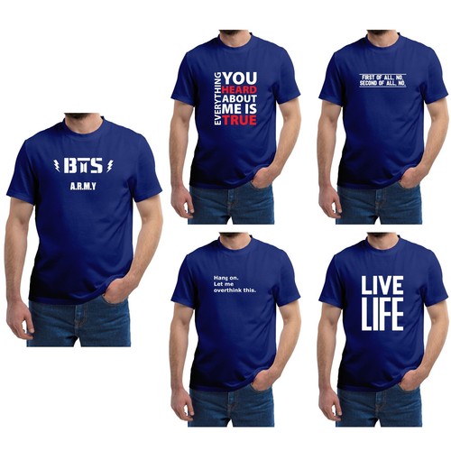 4er/5er Herren T-Shirt Print kurzarm Sommer Rundhals Slim Fit Tee S M XL XXL - Bild 44 von 51