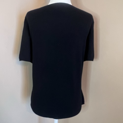 BROOKS 346 100% Cashmere Black Short Sleeve Sweater Women's Large VINTAGE - Picture 3 of 8