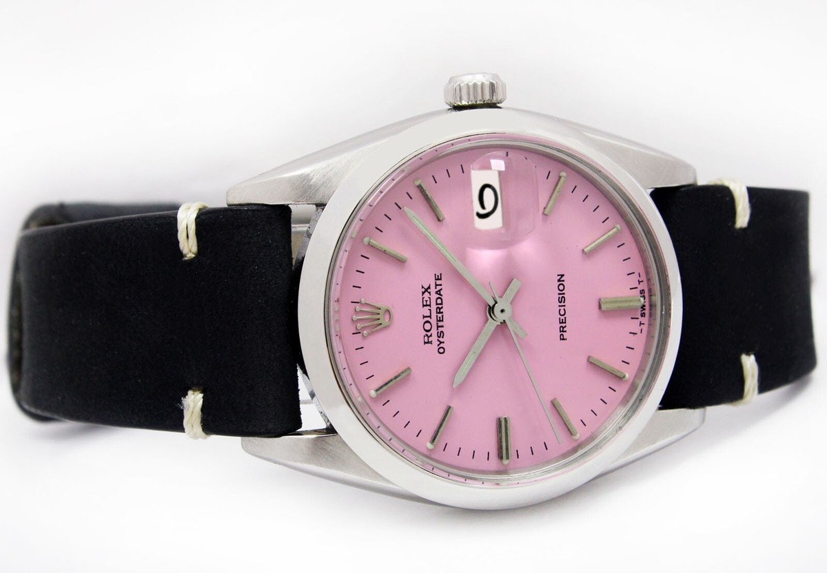 Vintage Rolex Oyster Date Precision Winding 34mm Pink Dial