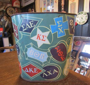Rare Vintage Metal Dorm Room College Sorority Trash Can I Ve