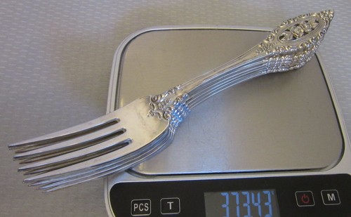 Juego de 6 tenedores de cena Oneida Heirloom de plata esterlina GRAN MAJESTY patrón ornamentado - Imagen 5 de 5