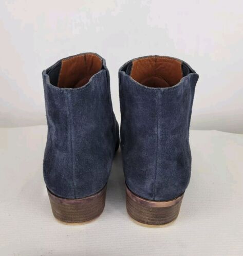 Lucky Brand 6.5 Navy Blue Suede Booties Benissa Leather Upper Low Heel Pull On - Picture 6 of 10