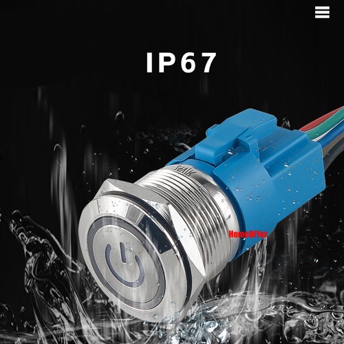 16-22mm LED Metal Push Button Switches Momentary/Latching Switch Waterproof IP67 - Picture 9 of 19