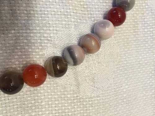 Vtg Glass Bead Faux agate Necklace Earrings Bracelet - Picture 5 of 6