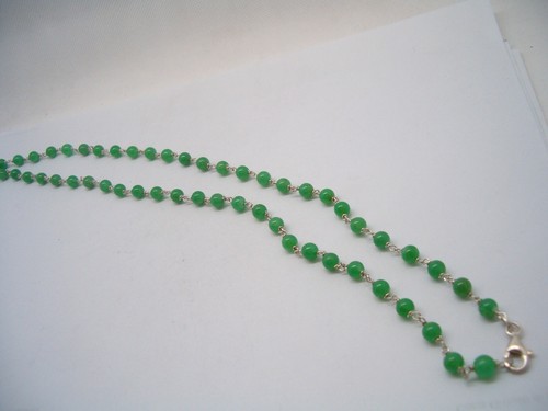 Collier en Argent 925 Et Chrysoprase Naturel - Ras-Du-Cou Pierres - Picture 4 of 7