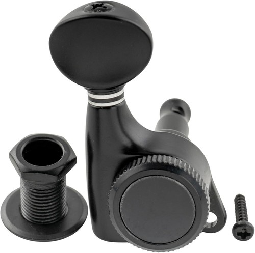 6-in-line Locking Tuners 18:1 Strat Tele Guitars Metal Locking Cap -Black #05 - Picture 2 of 7