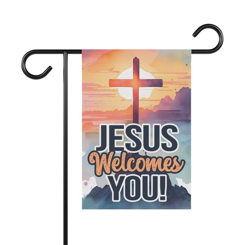 Jesus Welcomes You Garden Flag, Christian Cross Banner, Christian Garden Flag - Picture 5 of 13