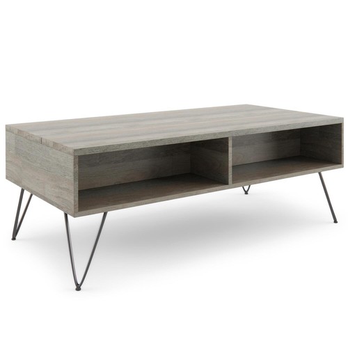 Simpli Home Hunter SOLID MANGO WOOD and Metal Wide Industrial Lift Top Coffee Ta