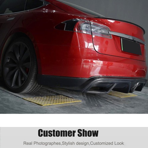 For Tesla Model S 2012-2015 Carbon Fiber Rear Bumper Diffuser Lip Body Kits Fit - Picture 4 of 12