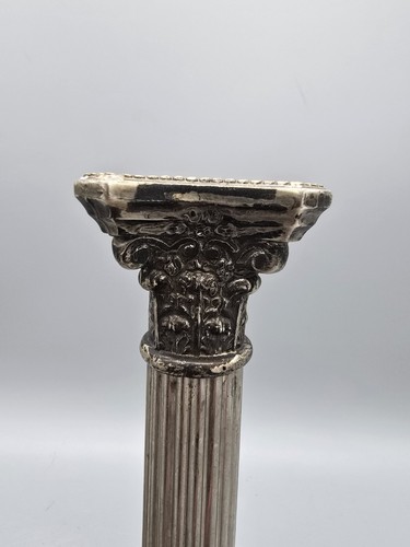 Antique Silver Plate Column Candle Sticks Pair - Picture 4 of 8
