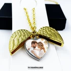 Personalised Photo Necklace Heart Angel Wings Locket Valentine Gift with Picture