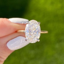 5.05CT White Oval Cut CZ Vintage Engagement Ring Solid 925 Silver Wedding Ring