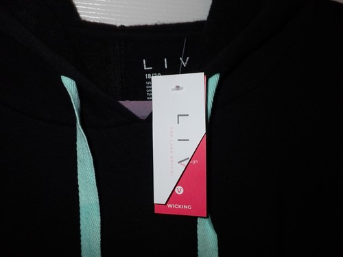 Lane Bryant LIVI Active 22/24 Hoodie Sweatshirt Sleeveless Black Open Shoulder - Picture 11 of 12