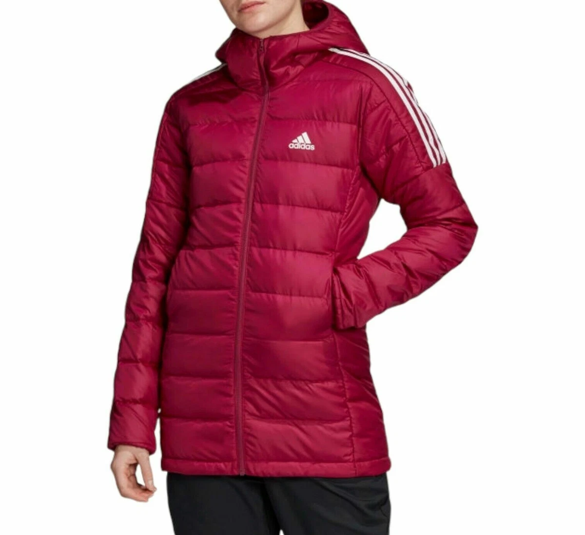 Adidas Essential Down Parka Jacket Women s Small Power Berry GH4592 Winter NEW