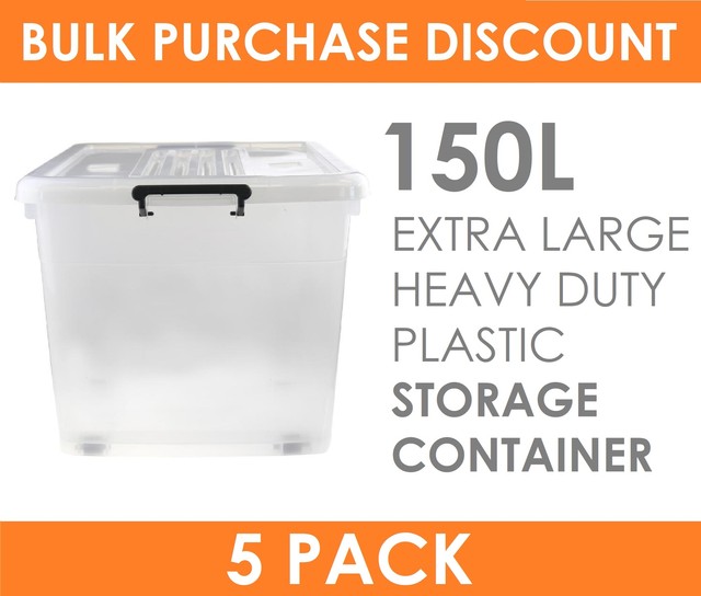 5 X Xlarge 150l Clear Plastic Storage Bo With Lid Crates 5 X Xlarge 150l Clear Plastic Storage Bo With Lid Crates Containers Bins Tubs