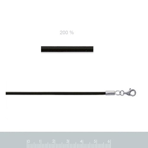 Chaine Cordon Caoutchouc Noire 2mm 45 50 55 ou 60 cm avec Fermoir Argent 925 - Picture 5 of 5