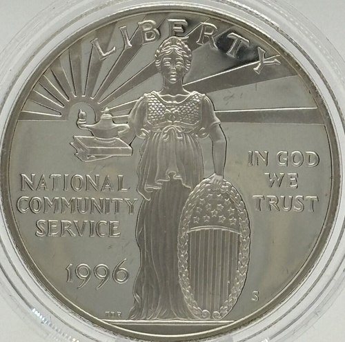 1996-S $1 National Community Service Commem. Silver Dollar With OGP/COA #1424 - Picture 2 of 6