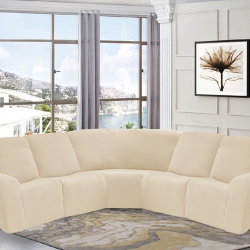 7-Piece L Shape Sectional Sofa Covers Stretch Jacquard Recliner Cover Slipcover - Picture 58 of 147