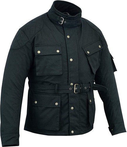 New WARRIOR Classic Motorcycle Waxed Cotton CE Armour Breathable Waterproof Suit - Picture 4 of 8