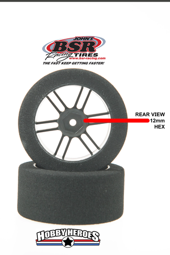 BSR Racing BSRF3225-D 1/10 Drag 25 Shore Foam Reifen 32mm schwarz Felge (2) - Bild 4 von 9