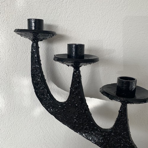 Brutaliste Chandelier Artisanal Fonte Goudron 7 Branches Vintage 1970 - Imagen 9 de 15