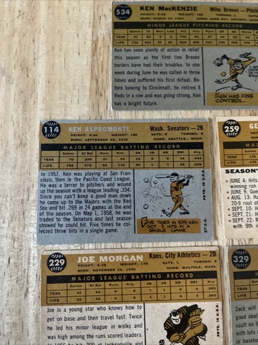 Lot Of 7 Different Autograph Signed 1960 Topps Baseball Cards Vintage Authentic - Picture 12 of 14