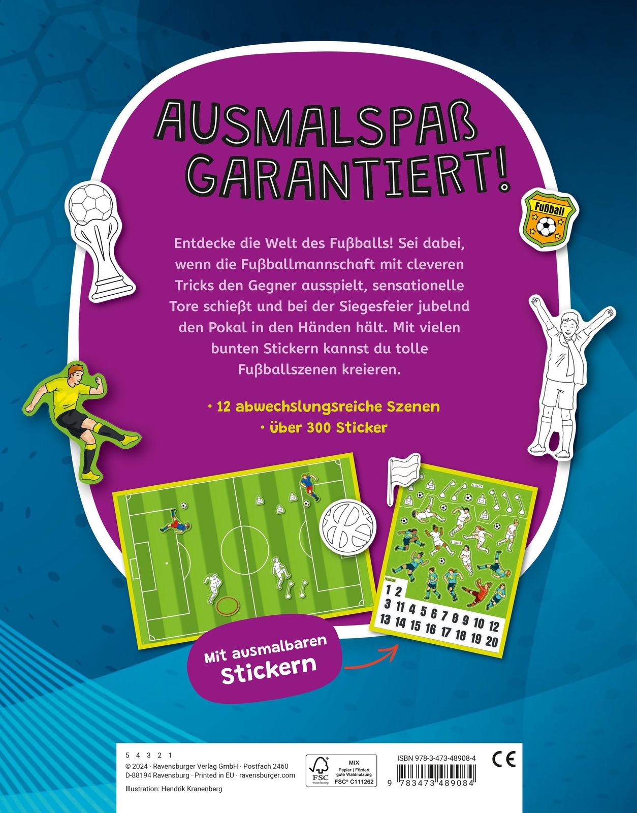 Thumbnail - Ravensburger Mein Ausmalstickrbuch Fußball - Großes Buch Mit Über 300
