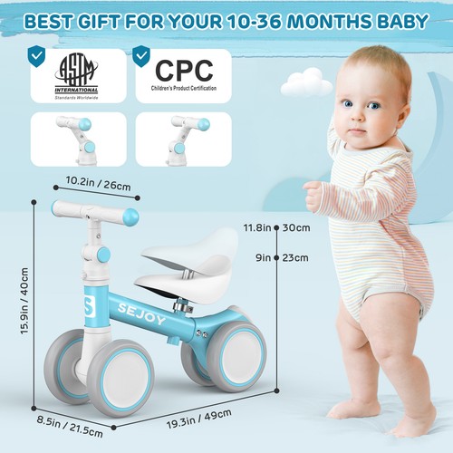 Baby Balance Bike 10-36 Months Toddler Bicycle Adjustable Baby Bike Riding Toy - Picture 5 of 8