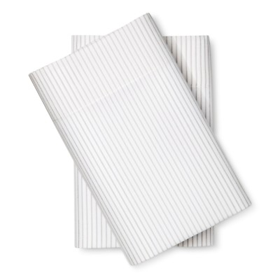 Room Essentials Microfiber Pillowcase Set White Gray Stripe King Size