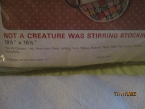 Vintage Stocking Leisure Arts Daydreams Not a Creature was Stirring Stocking Kit - Picture 2 of 3