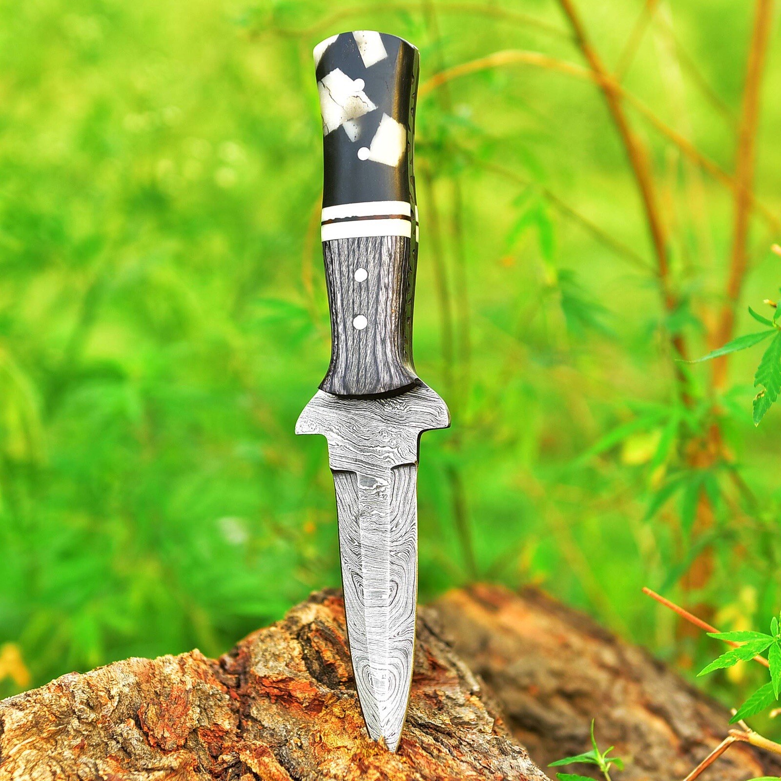 Celtic Scottish Twist Damascus Sgian Skean Dubh Dirk Dagger 9”Knife