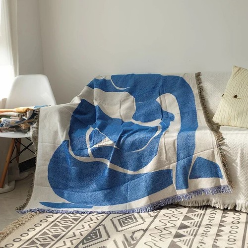 Manta estilo para sofá vintage borlas tejidas tapiz jacquard camping - Imagen 2 de 13